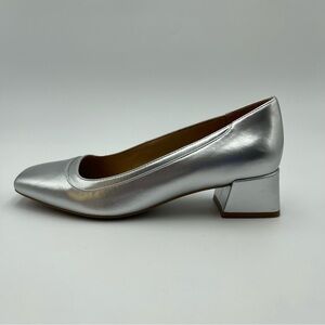 Naturalizer Women-SZ 7M/EU 37 Huntley Silver Block Heel Pump Heels-MSRP $115